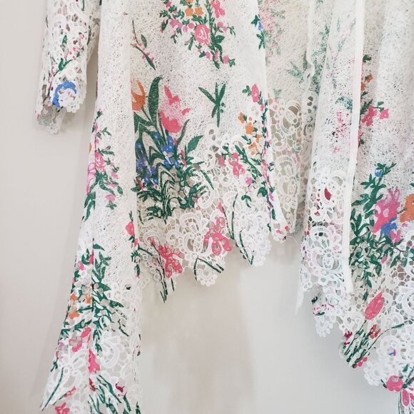 Drapers & Damons Floral Lace Asymmetrical Open Cardigan Womens‎ XL Cottagecore - Picture 3 of 7